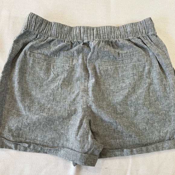 UNIQLO Chambray Linen Blend Elastic Waist Drawstring Pull-on Cuffed Shorts Sz M - Picture 5 of 6